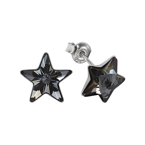 Bērnu sudraba auskari "Zvaigznīte (Silver Night)" ar Swarovski™ kristāliem